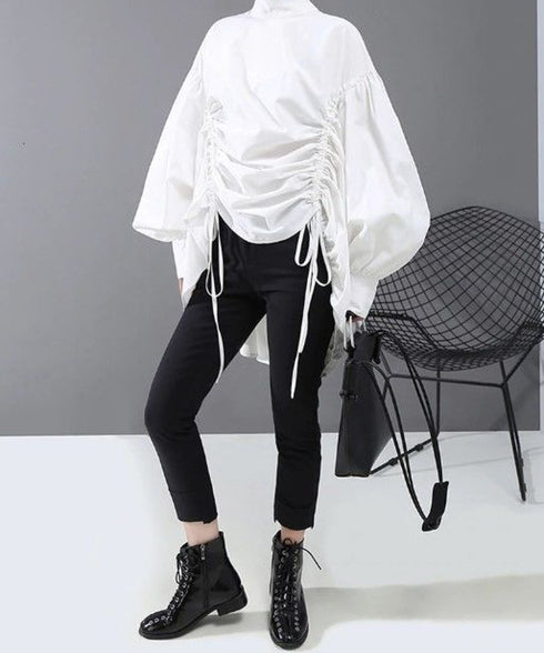 Drawstring Ruched Volume Blouse